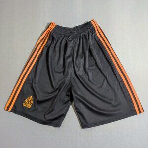 Adidas soccer short boys' size L black with orange Olympic Marseilles FC graphi